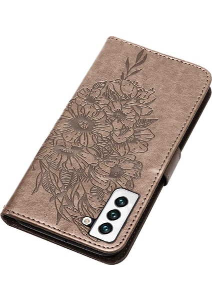 Samsung Galaxy S22 5g Kabartma Kelebek Premium Deri Flip Case (Yurt Dışından)