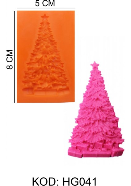 Çam Ağacı Noel Yılbaşı Figürlü Gıda Silikon Kalıbı