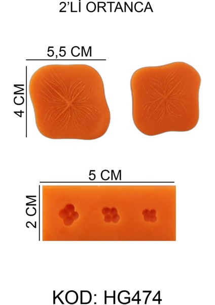 2’li Ortanca Figürlü Gıda Silikon Kalıbı fiyatları