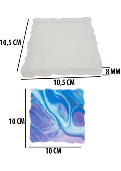 Epoksi Silikon Kalıp Magnet Geode Kare 10 cm