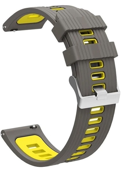 Amazfit Gtr Uyumlu Kordon Silikon Çift Renkli Spor Esnek Yumuşak Kayış, Gri-Sarı