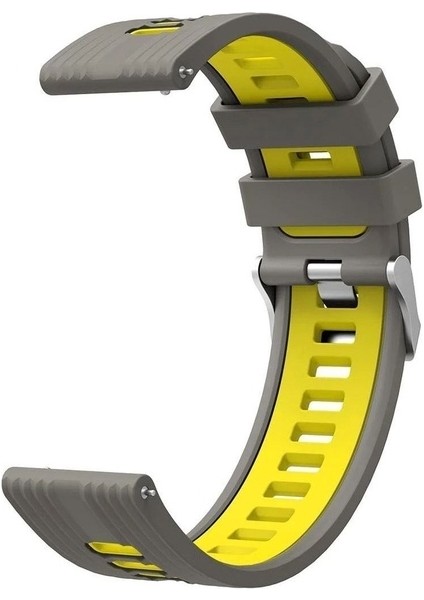 Amazfit Gtr Uyumlu Kordon Silikon Çift Renkli Spor Esnek Yumuşak Kayış, Gri-Sarı
