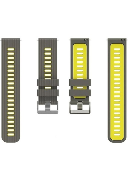 Amazfit Gtr Uyumlu Kordon Silikon Çift Renkli Spor Esnek Yumuşak Kayış, Gri-Sarı