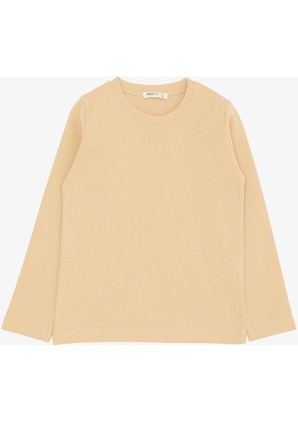Erkek Çocuk Uzun Kollu Tişört Basic 4-8 Yaş, Krem