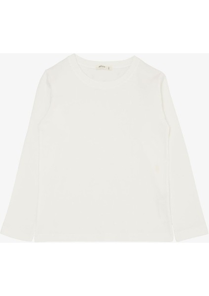 Erkek Çocuk Uzun Kollu Tişört Basic 9-14 Yaş, Ekru