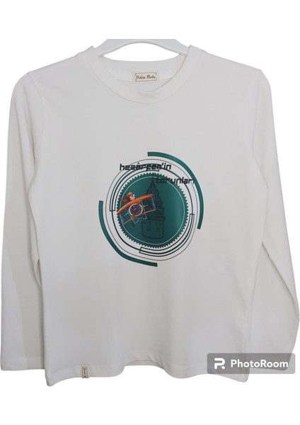 Erkek Çocuk Uzun Kollu Bisiklet Yaka Hazerfen Baskılı T-Shirt