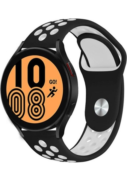 Huawei Uyumlu Kordon Silikon Nike Delikli Spor Kayış, Siyah-Beyaz
