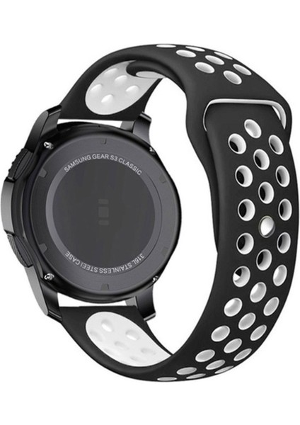 Huawei Uyumlu Kordon Silikon Nike Delikli Spor Kayış, Siyah-Beyaz fiyatları