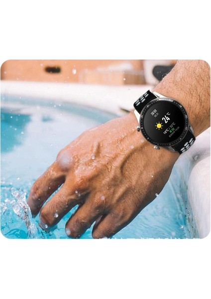 Huawei Uyumlu Kordon Silikon Nike Delikli Spor Kayış, Siyah-Beyaz fırsatları