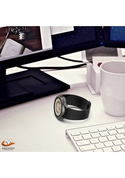 Samsung Galaxy Watch Uyumlu Kordon Silikon Magnetik Toka Spor Kayış , Siyah fırsatları