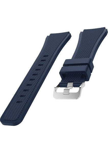 Huawei Gt Runner (22 Mm) Uyumlu Kordon Silikon Çizgili Tasarım Esnek Spor Kayış, Lacivert fırsatları