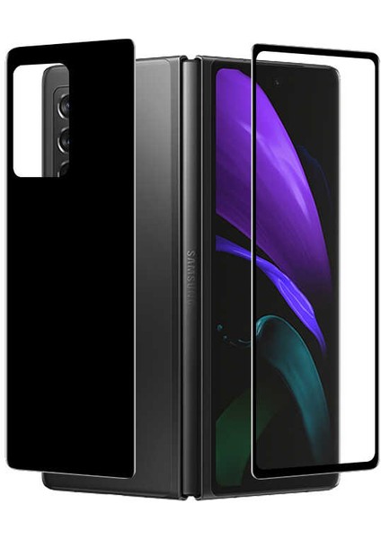 Megafox Teknoloji Samsung Galaxy Z Fold 2 Uyumlu Ön Arka 5d Full Yapışkanlı Temperli Ekran Koruyucu, Siyah