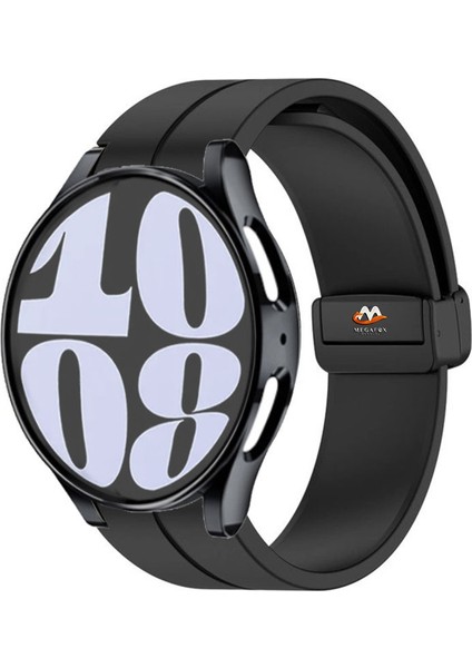 Samsung Galaxy Watch Uyumlu Kordon Silikon Magnetik Mıknatıslı Toka Spor Kayış , Siyah