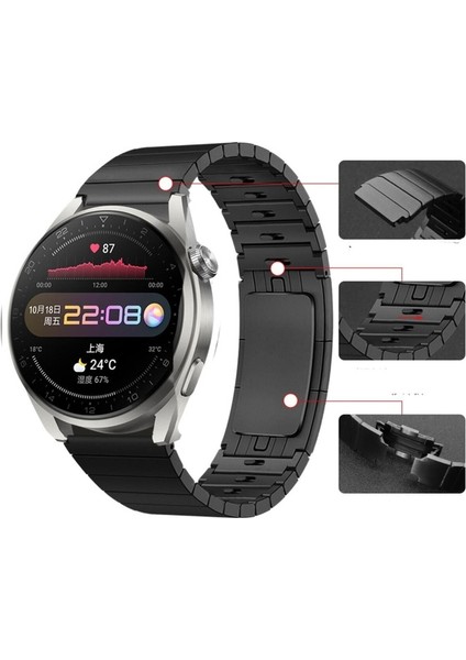Xiaomi Mi Watch Uyumlu Kordon Paslanmaz Çelik Klipsli Kayış, Siyah