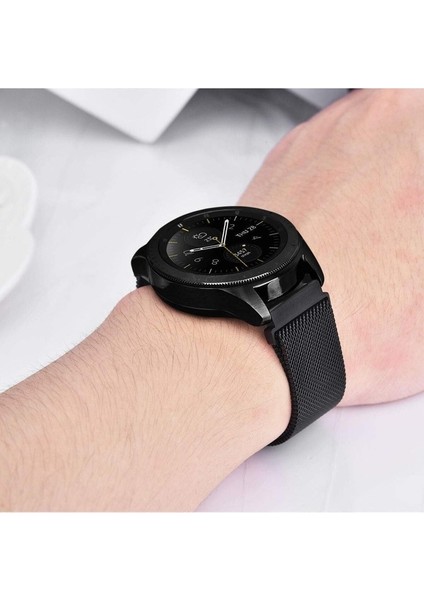 Samsung Galaxy Watch Active 2 40/44MM (20MM) Uyumlu Kordon Hasır Metal Örgü Mıknatıslı Kayış, Siyah fırsatları
