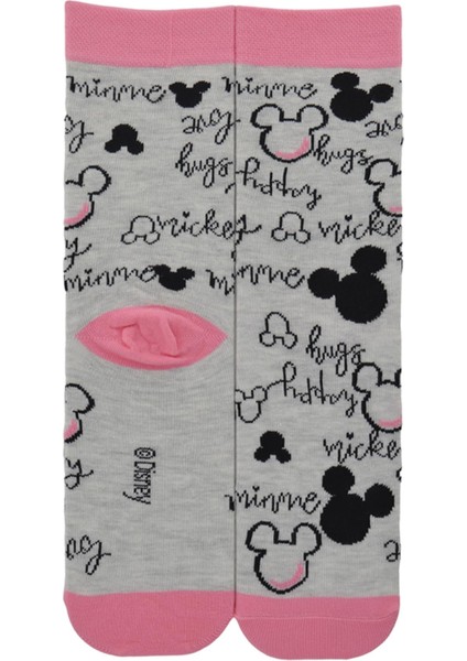 Disnep Kadın Çizgi Film Minnie Mouse Desenli Pamuklu Soket Çorap