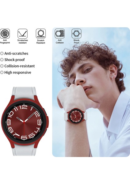 Samsung Galaxy Watch 6 44 mm Uyumlu Silikon Sert Pc Kasa ve Tpu Ekran Koruyucu 360 Koruma Gard 14, Siyah fiyatları