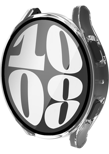Samsung Galaxy Watch 6 Uyumlu Silikon Sert Pc Kasa ve Tpu Ekran Koruyucu 360 Koruma Gard 14, Renksiz