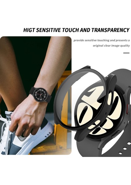 Samsung Galaxy Watch 6 Uyumlu Silikon Sert Pc Kasa ve Tpu Ekran Koruyucu 360 Koruma Gard 14, Renksiz fırsatları