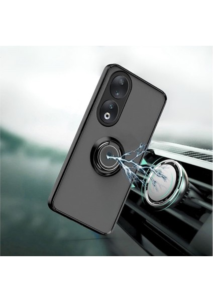 Honor 90 Kılıf Yüzüklü Standlı Kamera Korumalı Ultra Darbe Emici Silikon Kapak