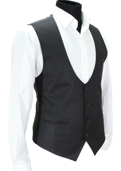 Erkek Yelek U Yaka Siyah Armürlü 50620 fiyatları