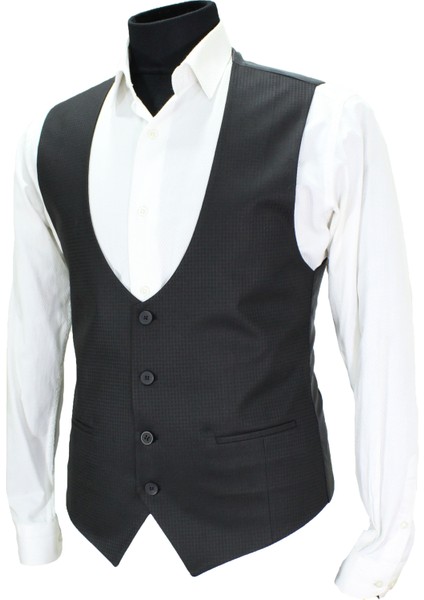 Erkek Yelek U Yaka Siyah Armürlü 50620 modelleri