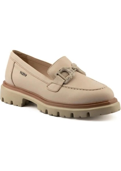 2412902Y Kadın Deri Kalın Taban Tokalı Loafer Ayakkabı modelleri