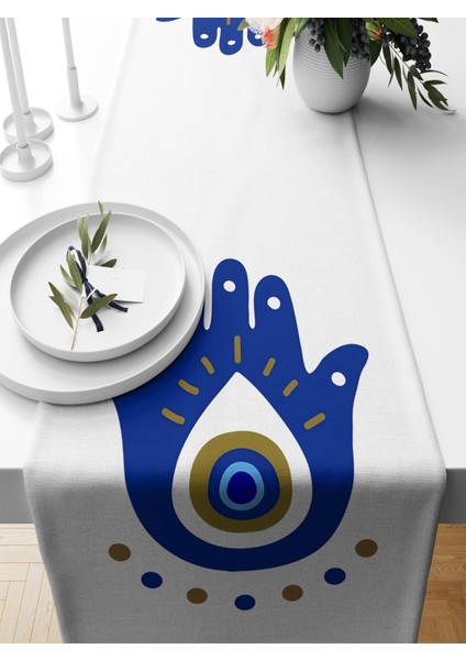 Nazar Serisi 140X40 cm Dijital Baskılı Runner (Evil Eye)