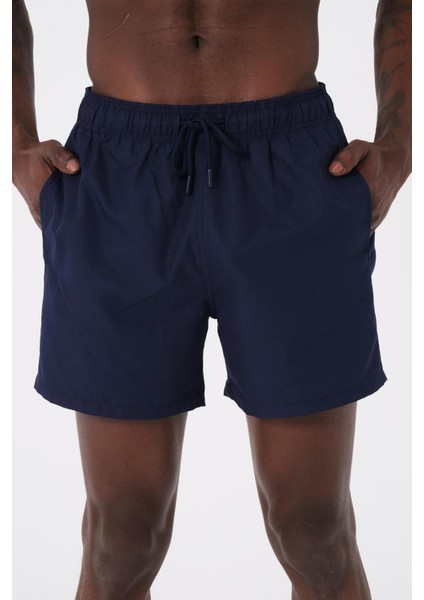 Miami Beach Lacivert Su Itici Özellikli Düz Renk Basic Erkek Plaj Deniz Şort Mayo - DG300-LACIVERT