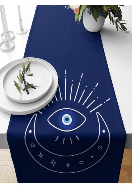 Nazar Serisi 140X40 cm Dijital Baskılı Runner (Evil Eye)