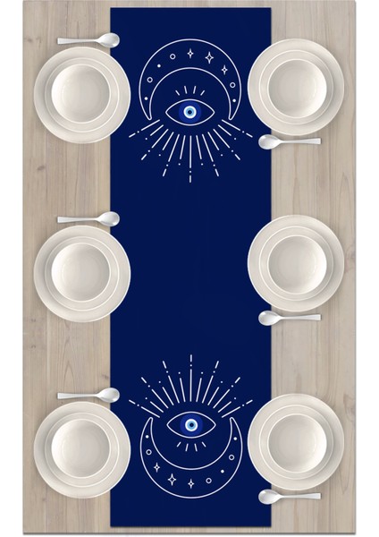 Nazar Serisi 140X40 cm Dijital Baskılı Runner (Evil Eye)