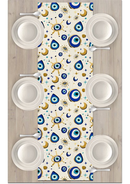 Nazar Serisi 140X40 cm Dijital Baskılı Runner (Evil Eye)