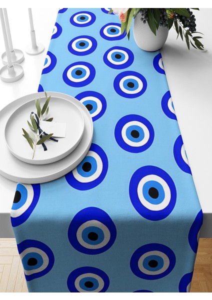 Nazar Serisi 140X40 cm Dijital Baskılı Runner (Evil Eye)