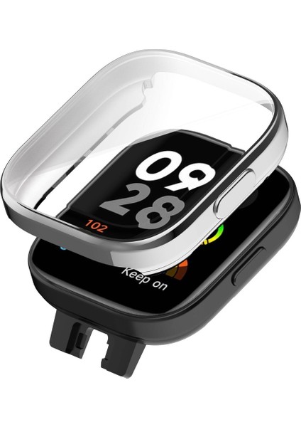 Xiaomi Redmi Watch 3 Uyumlu 360 Derece Korumalı Kasa ve Ekran Koruyucu Watch Gard 30, Gümüş