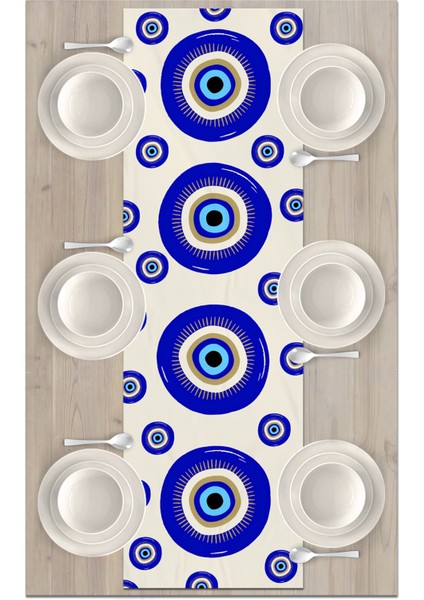 Nazar Serisi 140X40 cm Dijital Baskılı Runner (Evil Eye)