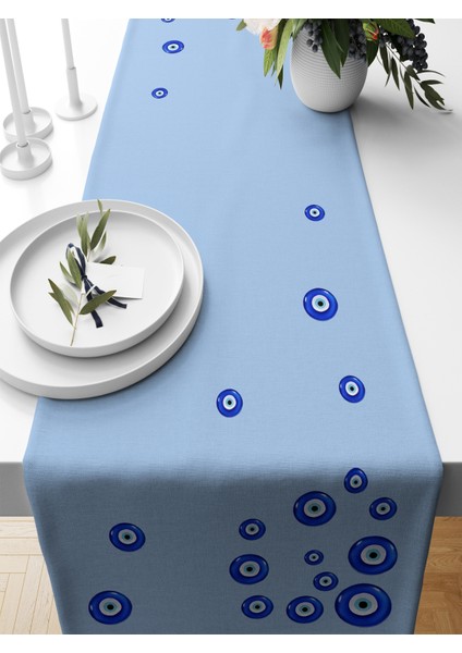 Nazar Serisi 140X40 cm Dijital Baskılı Runner (Evil Eye)