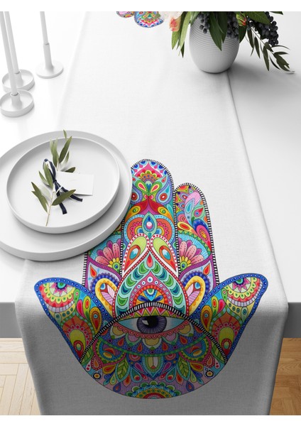 Nazar Serisi 140X40 cm Dijital Baskılı Runner (Evil Eye)