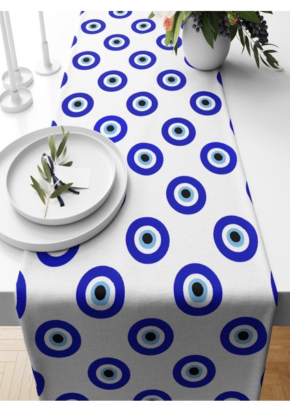 Nazar Serisi 140X40 cm Dijital Baskılı Runner (Evil Eye)