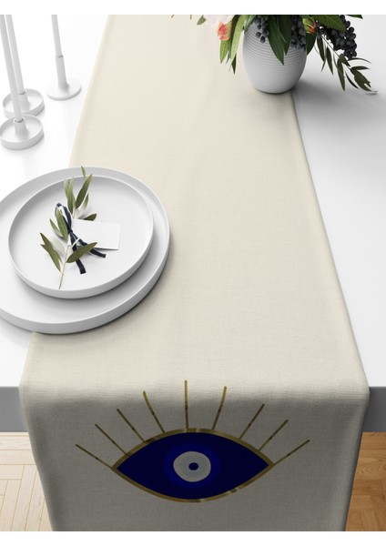 Nazar Serisi 140X40 cm Dijital Baskılı Runner (Evil Eye)
