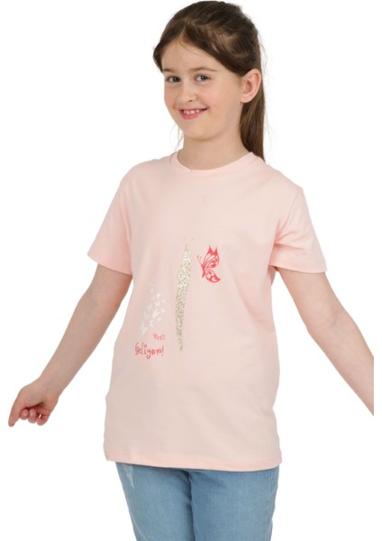 Kız Çocuk Kısa Kollu T-Shirt Bisiklet Yaka Islami Elif Nesli Baskılı modelleri