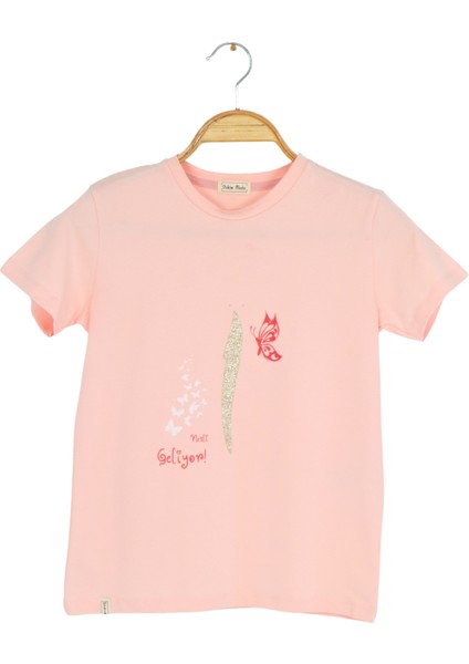 Kız Çocuk Kısa Kollu T-Shirt Bisiklet Yaka Islami Elif Nesli Baskılı fırsatları