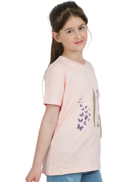 Kız Çocuk Kısa Kollu T-Shirt Bisiklet Yaka Islami Lila Elif Nesli Baskılı fiyatları