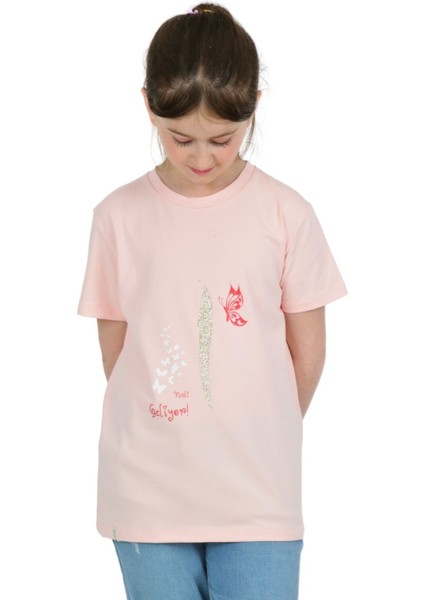 Kız Çocuk Kısa Kollu T-Shirt Bisiklet Yaka Islami Elif Nesli Baskılı fiyatları