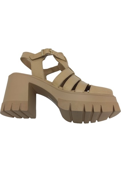 Bej Deri Kadın Platform Sandalet Ayakkabı indirimleri