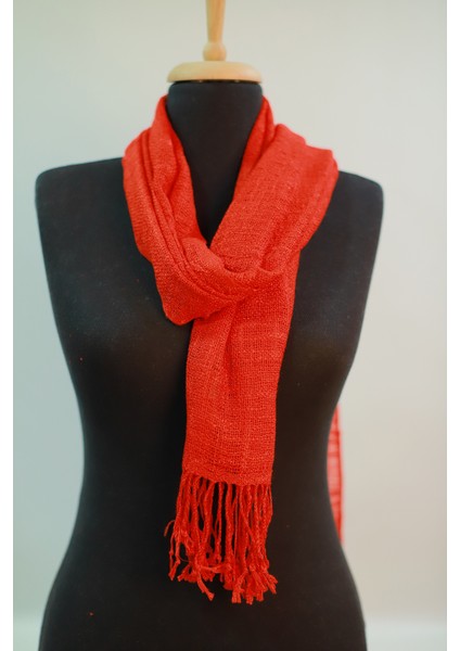 Kırmızı Renkli %100 Saf Keten Şal Fular fırsatları