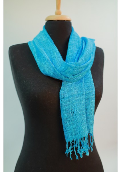 Turkuaz Keten Şal