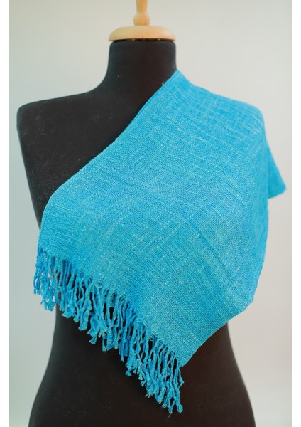 Turkuaz Keten Şal
