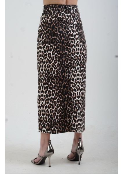 Leopar Desenli Yırtmaçlı Etek fırsatları