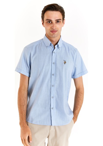 1829502 ELFYGL024Y U.S. Polo Assn. Erkek Mavi Gömlek