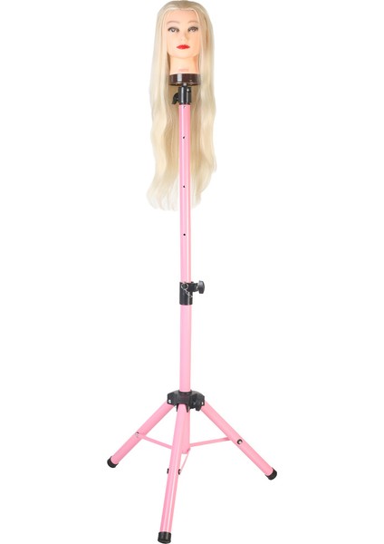 CLZ201 Kuaför Eğitim Mankeni Için Metal Tripod / Pembe + Taşıma Çantası
